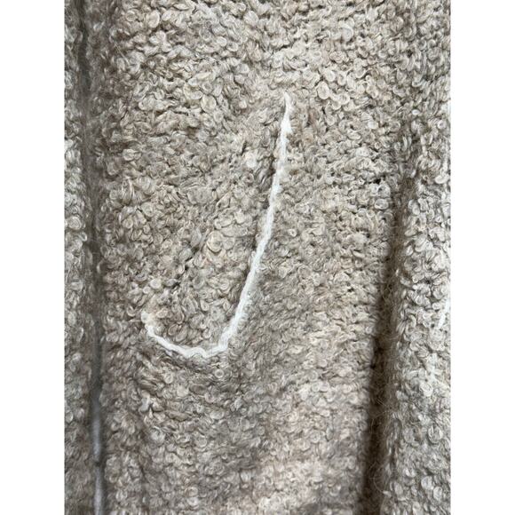 Free People Boucle Alpaca Cardigan Sweater Khaki/White Oversized SMALL - Picture 6 of 12